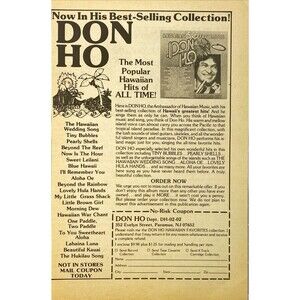 Don Ho "Now In His Best-Selling Collection!-Not in Stores" Vintage Print Ad 1982